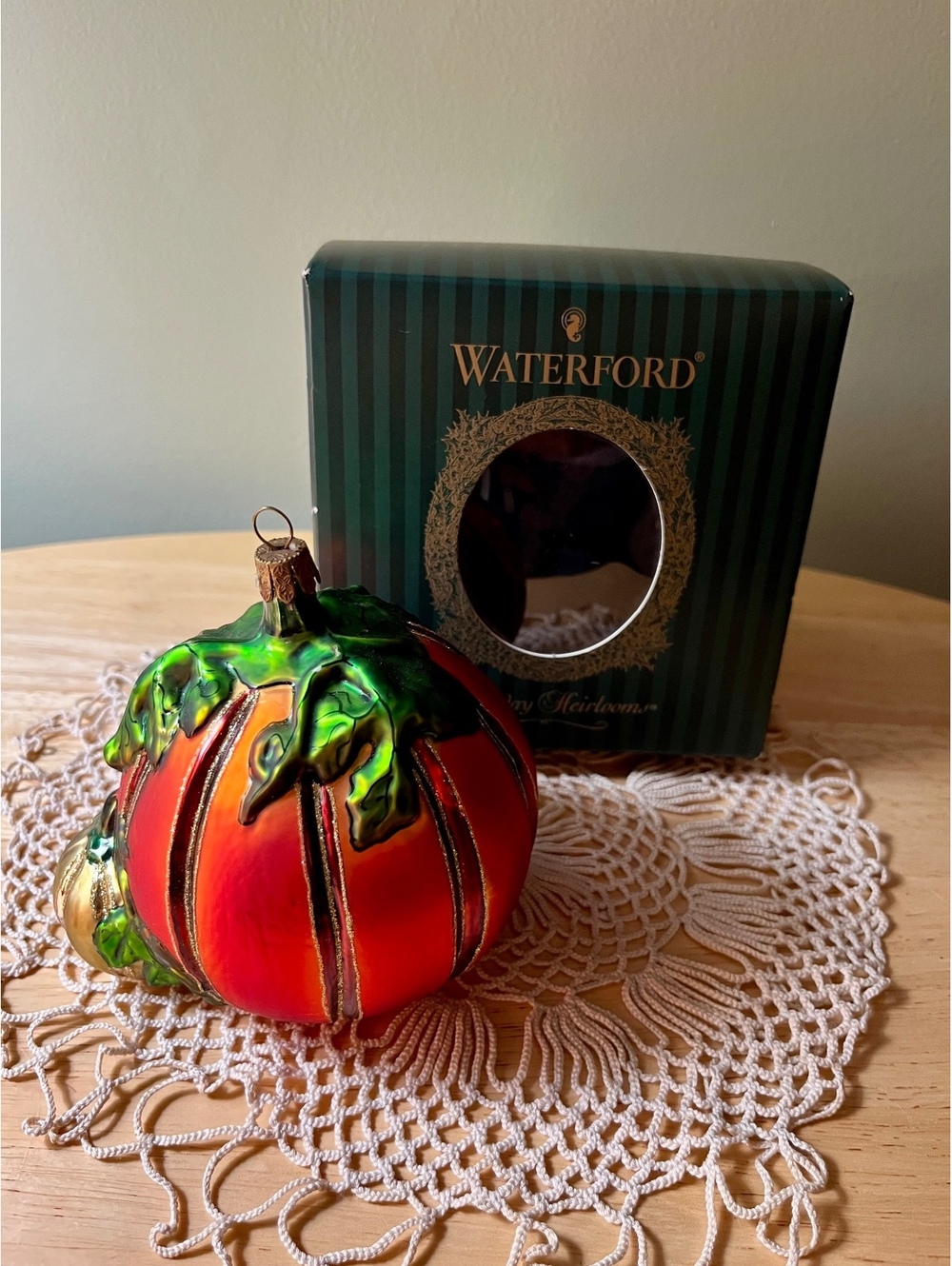 Waterford Glass Pumpkin Christmas Ornament with Box